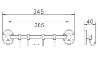 Планка с крючками для полотенец Haiba HB1915-4 хром